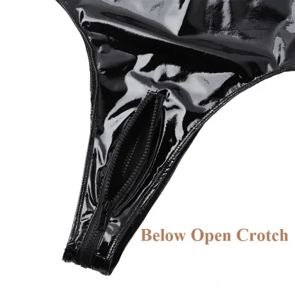 Shiny Black Halter Bodysuit - Image 6