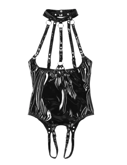 Crotchless Halter Black Bodysuit - Image 3