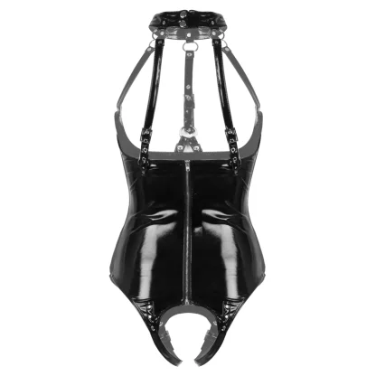 Crotchless Halter Black Bodysuit - Image 2