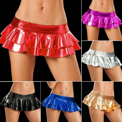 Sexy Metallic Tiered Micro Skirts - Image 7