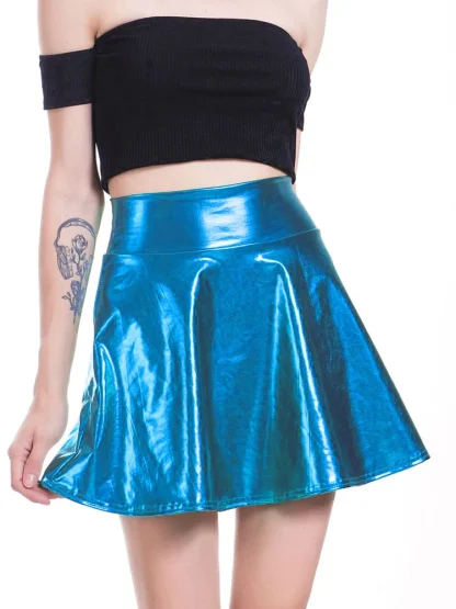 Metallic Mini Skater Skirts - Image 4