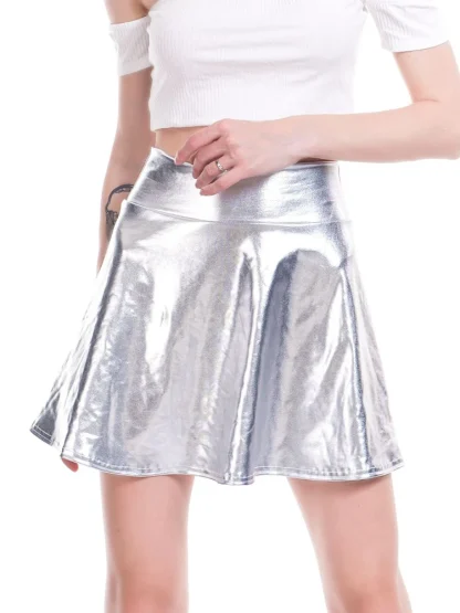 Metallic Mini Skater Skirts - Image 2