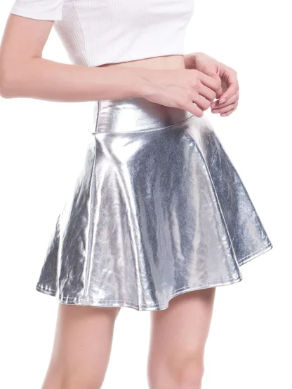 Metallic Mini Skater Skirts