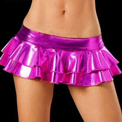 Sexy Metallic Tiered Micro Skirts - Image 4