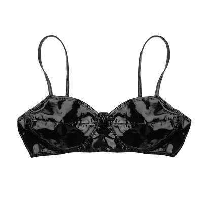 Solid Glossy Wireless Bra - Image 5