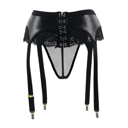 Lace Trim Black Garter Belt - Image 6