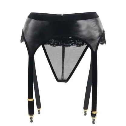 Lace Trim Black Garter Belt - Image 5