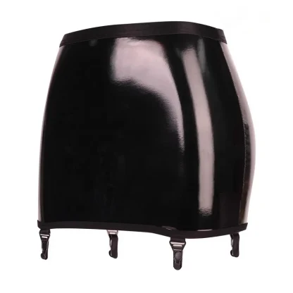 Glossy Mini Skirt Garter Belt