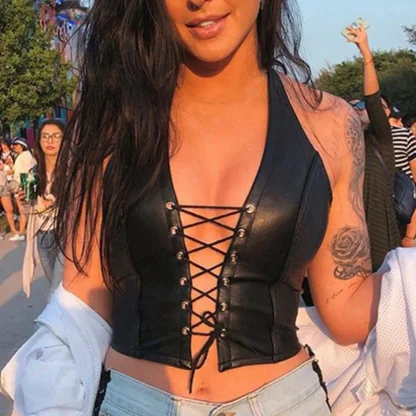 Lace-up Halter Corset Top