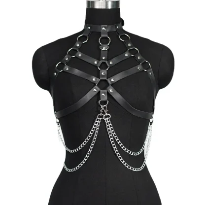 Halter Rivet Chain Black Harness - Image 2