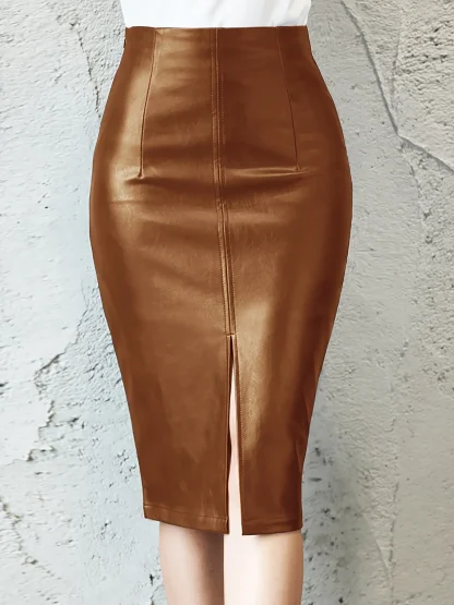 High-waist Front Slit Midi Skirt - Image 4