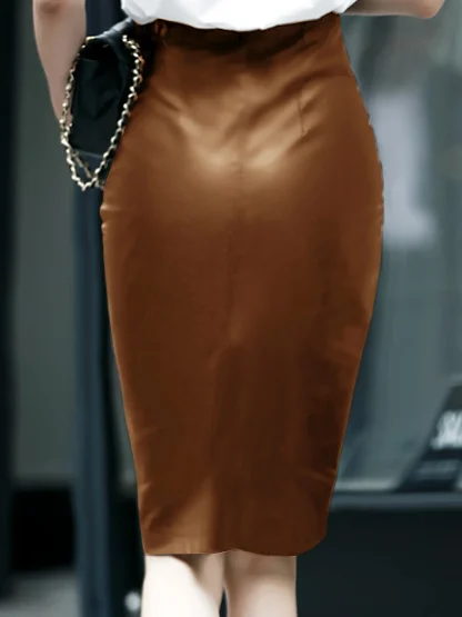 High-waist Front Slit Midi Skirt - Image 6