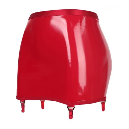 Glossy Mini Skirt Garter Belt - Image 4