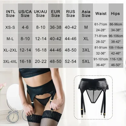 Lace Trim Black Garter Belt - Image 7