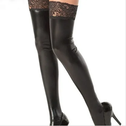 Lace Top Glossy Thigh-high - Image 4