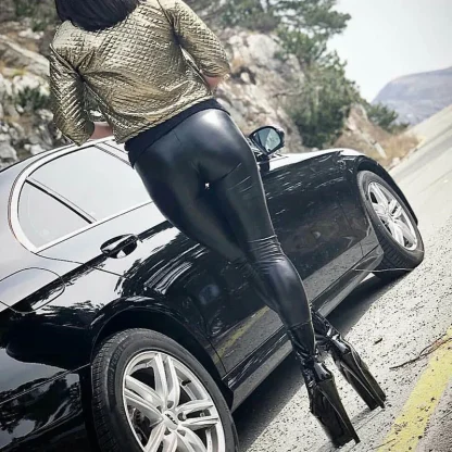Skinny Elastic Black Leggings - Image 6