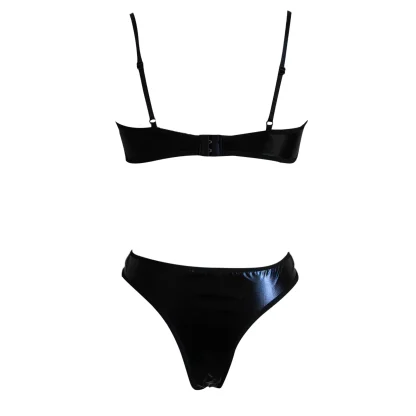 Glossy Black Lingerie Set - Image 6