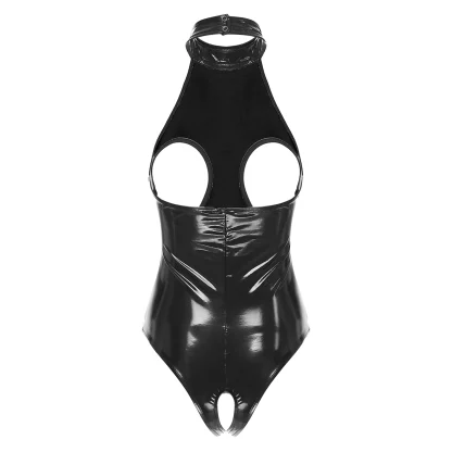Open Cup Halter Teddy Lingerie - Image 2