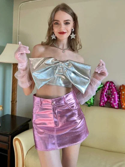 Metallic High-waist Mini Skirt - Image 2
