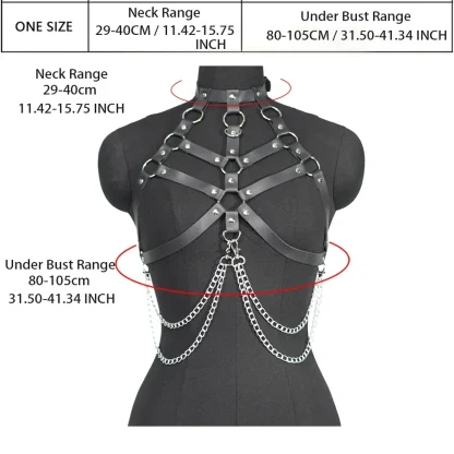 Halter Rivet Chain Black Harness - Image 7