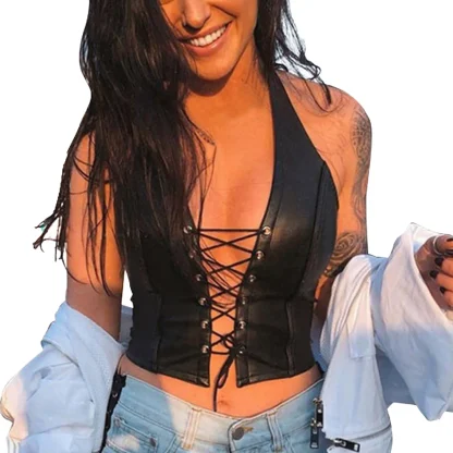 Lace-up Halter Corset Top - Image 2