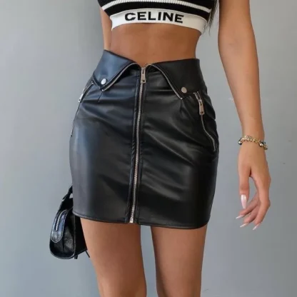 Multi Zippered Skinny Mini Skirt - Image 3