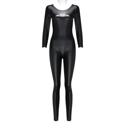 Sexy Shiny Long Sleeve Catsuit - Image 4