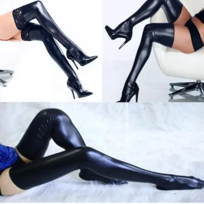 Lace Top Glossy Thigh-high - Image 6