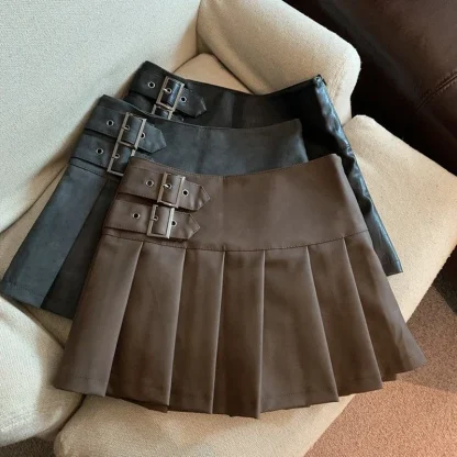 A-line Chic Pleated Mini Skirts - Image 5