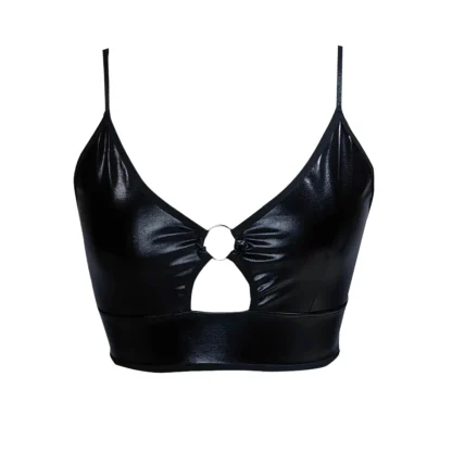 Ruched Ring Black Bralette - Image 5