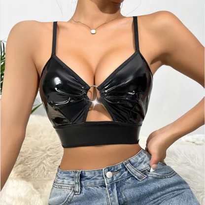 Ruched Ring Black Bralette